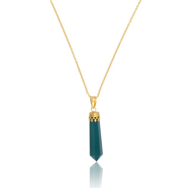 18ct Gold Vermeil Green Onyx Cut Pencil necklace Necklace Barnbury 