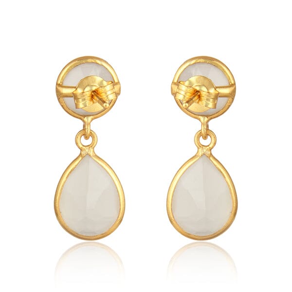 18ct Gold Plated White Chalcedony Earrings - Barnbury