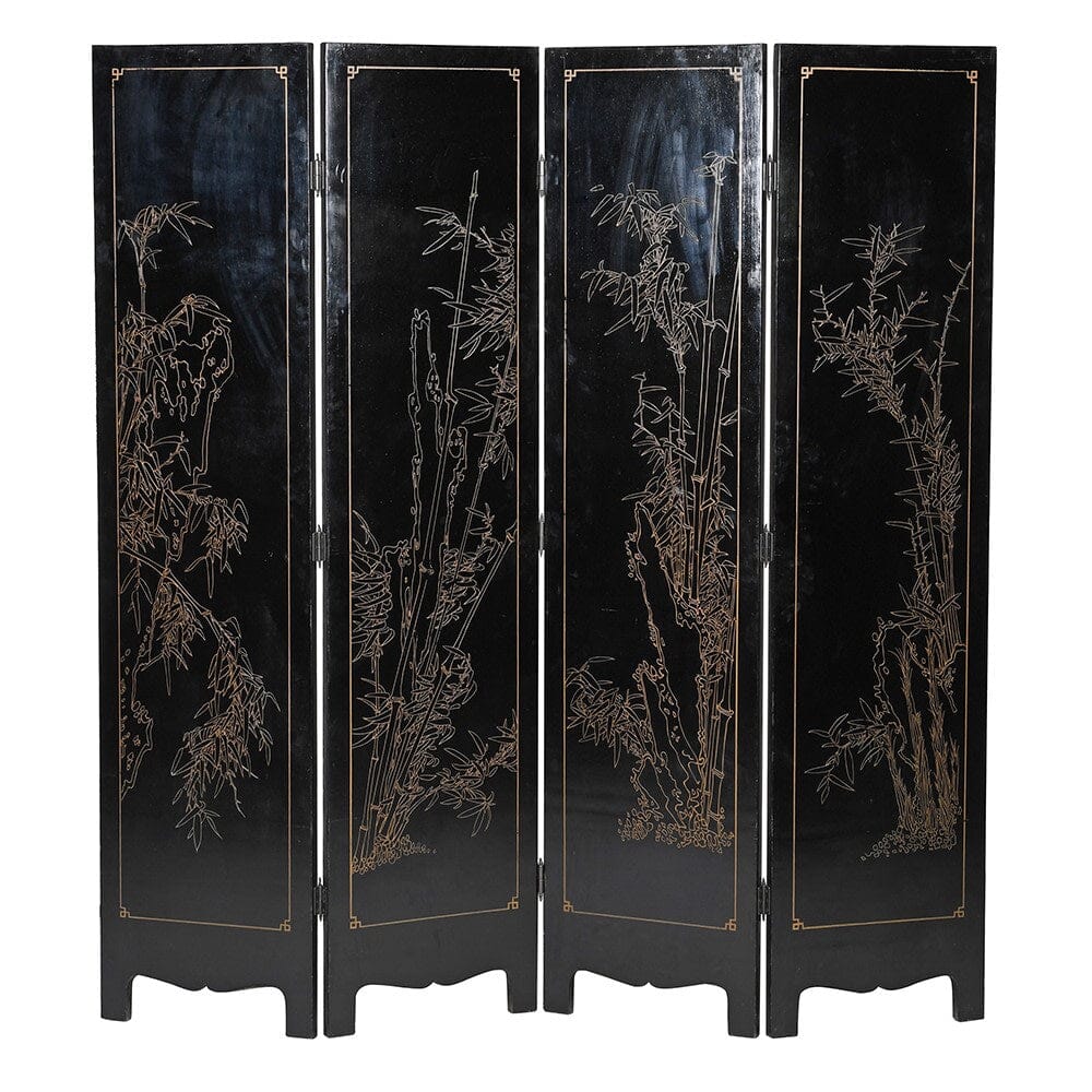 Antique 4 Leaf Lacquered Chinese Screen - Barnbury 