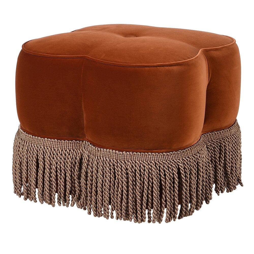 Dita Burnt Orange Velvet Pouf