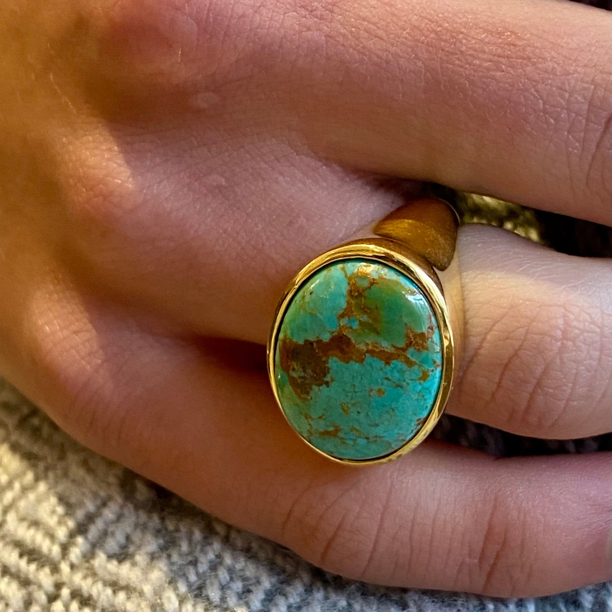 18ct Gold Vermeil Kingman Turquoise Ring Ring Barnbury 