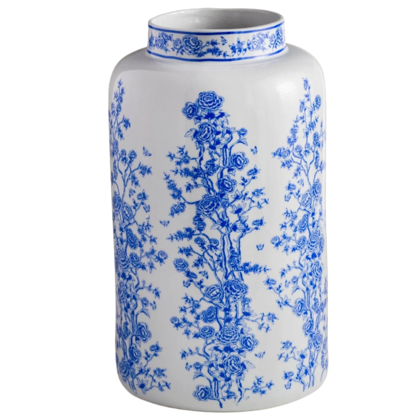 Blue and White Chinese Floral Vase - Barnbury