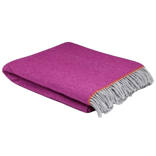 Fuchsia Balmoral Herringbone Wool Throw - Barnbury