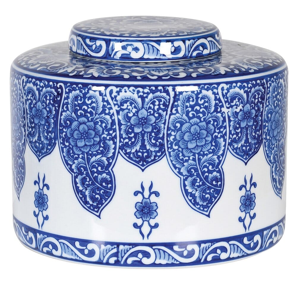 Blue and White Floral Ceramic Canister - Barnbury