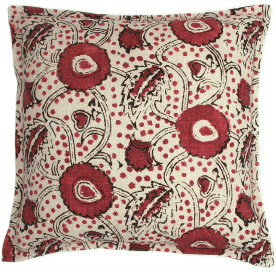 Printed Linen Cushion - Paprika