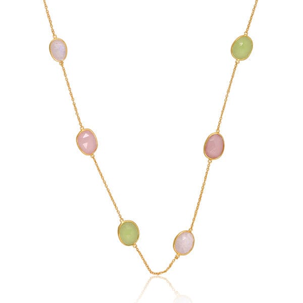 Rose Chalcedony, Moonstone and Prehnite Necklace - Barnbury