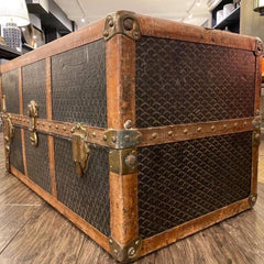 Antique Goyard wardrobe trunk H.M.M. - Pinth Vintage Luggage