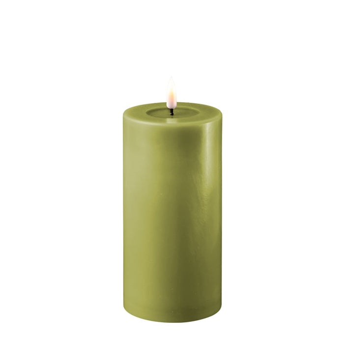 Olive Green Wax LED Battery Candles - Barnbury