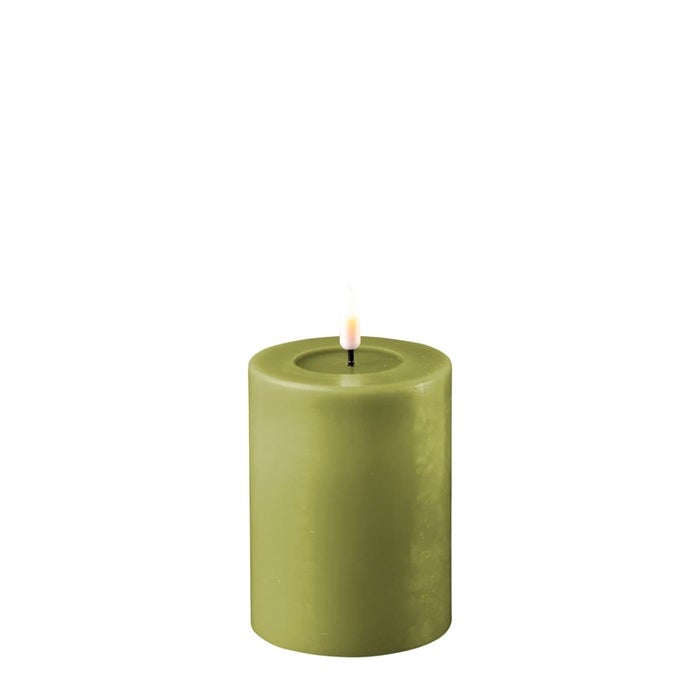 Olive Green Wax LED Battery Candles - BARNBURY