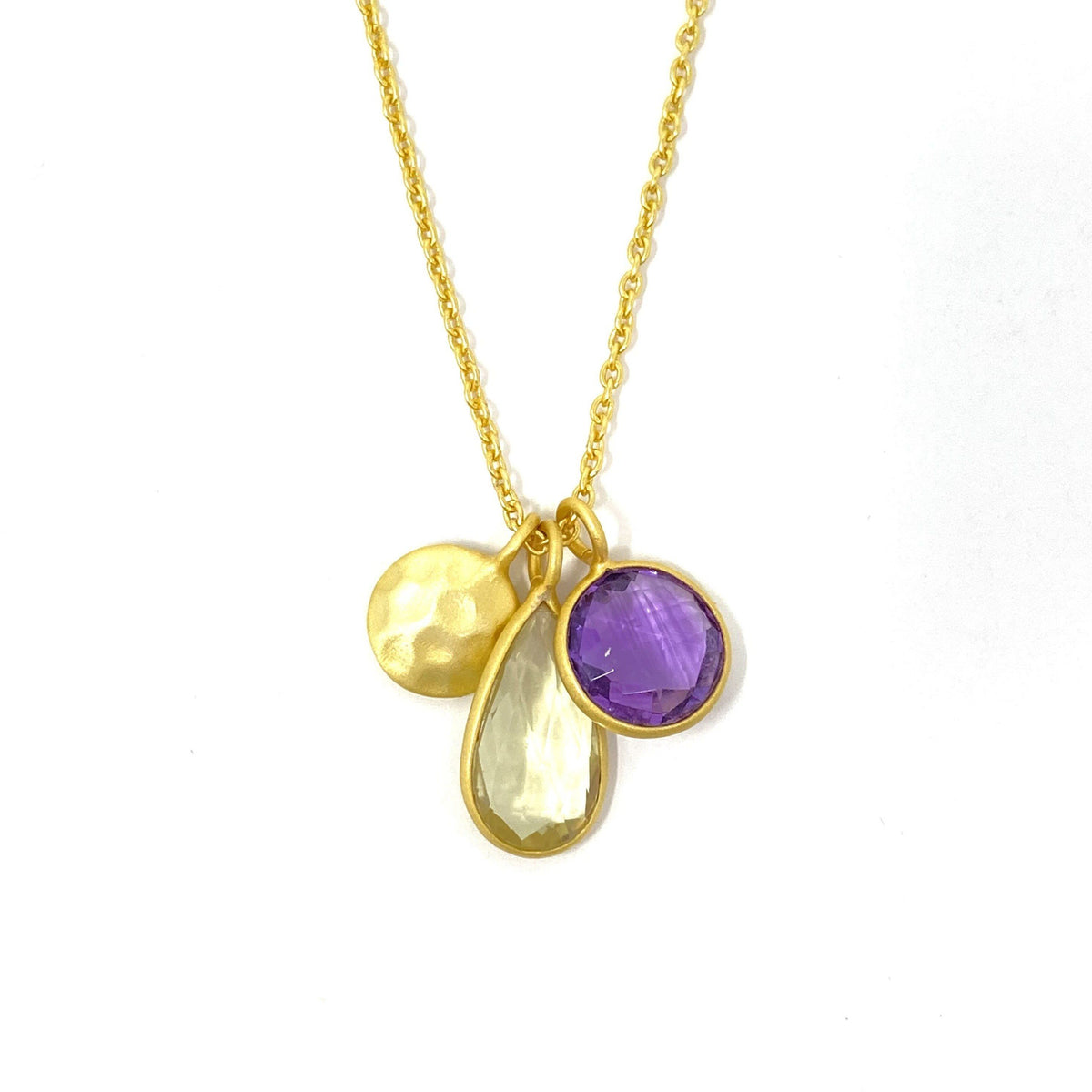 18ct Gold Plated Lemon Topaz and Amethyst necklace Necklace Barnbury 