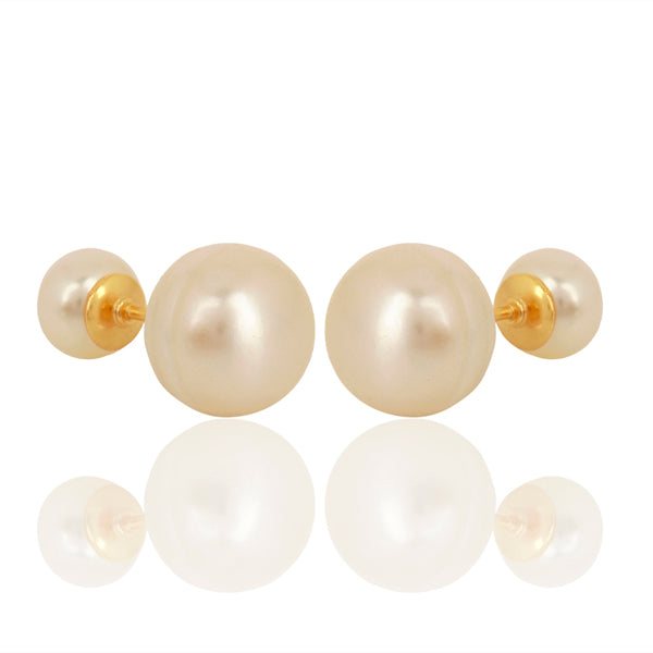 18ct Gold Plated Double Pearl Stud Earrings Earrings Barnbury 