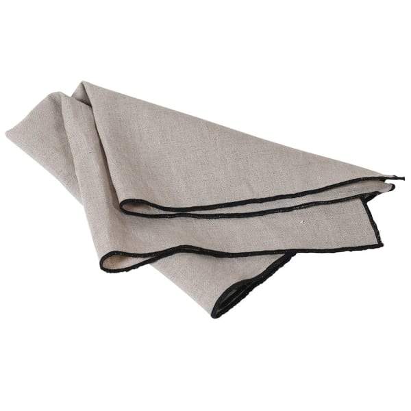 Set of 4 Linen Napkins with Black Border - Barnbury