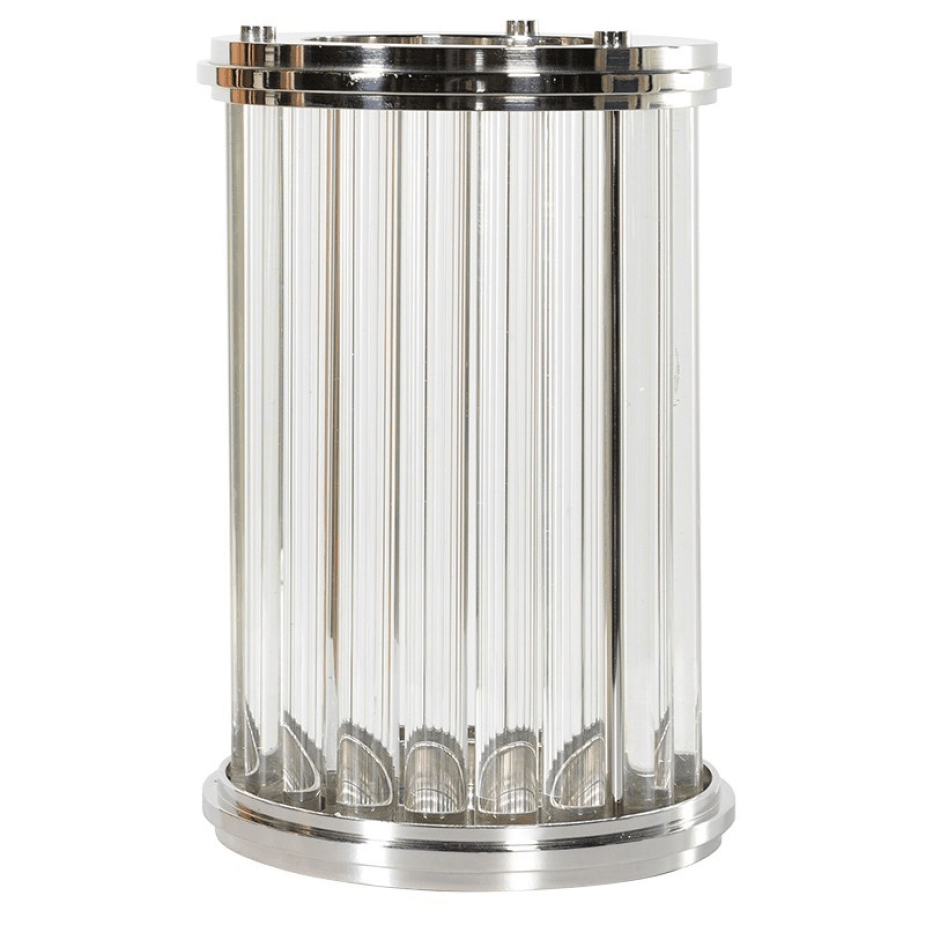 Large Gatsby Nickel and Crystal Hurricane Candle Holder Barnbury 