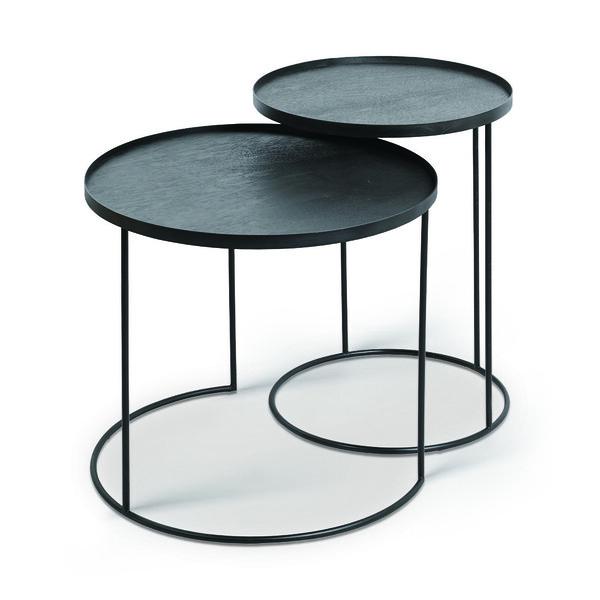 Set of 2 Round Nesting Tray Tables Table Ethnicraft 