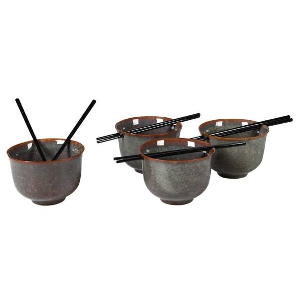 Set of 4 Sapporo Noodle Bowls with Chopsticks Nibble bowl Barnbury 