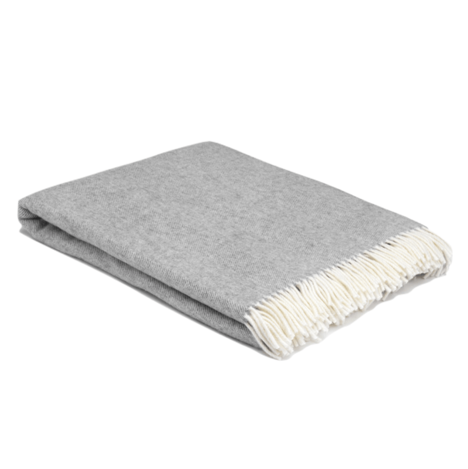 XL Uniform Grey Supersoft Merino Herringbone Throw Throw Barnbury 